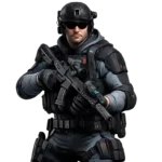 a guy holding a weapon in a suit of armor