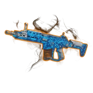 A deep-green gun skin mottled with dark red spots resembling bloodstone.