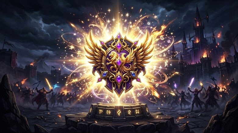 Medal upgrade celebration, gold light burst