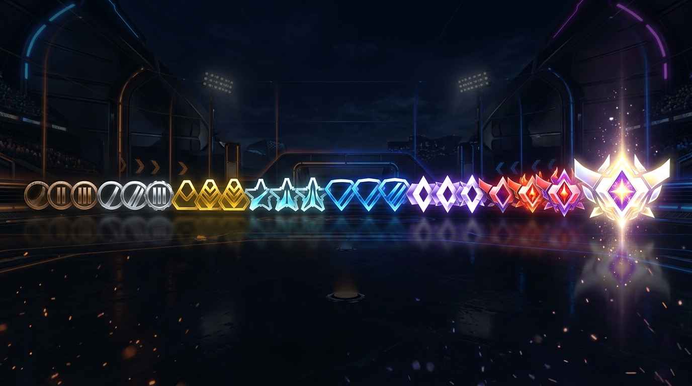 All rank badges Bronze to SSL ascending glow
