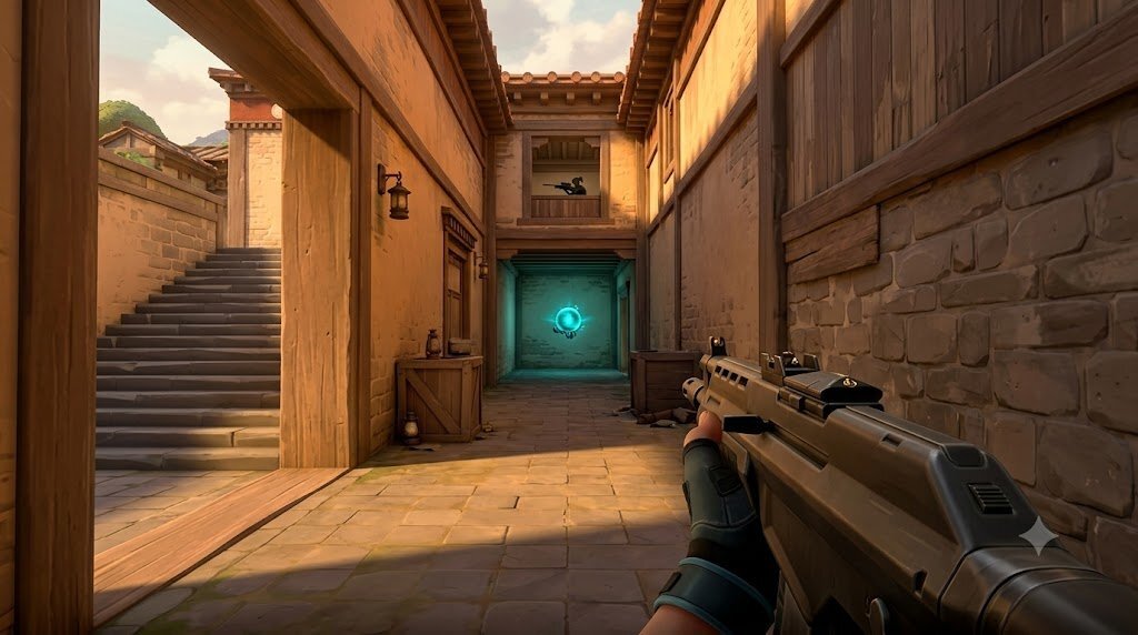A Long corridor with orb position and Heaven angle