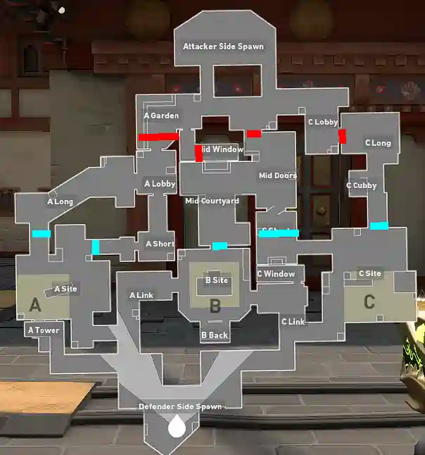 Callouts of Haven Map in Valorant