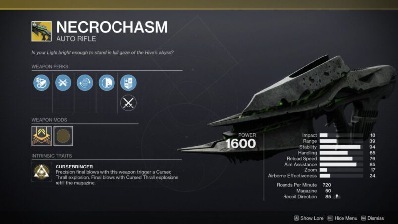 How to Get Necrochasm Exotic Auto Rifle in Destiny 2