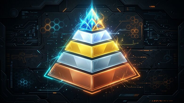 Rank distribution pyramid showing Bronze most populated