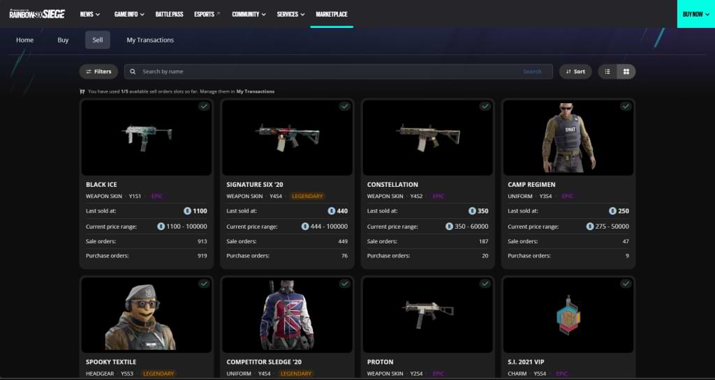 Rainbow-Six-Siege-Marketplace-buy-page and sell page 