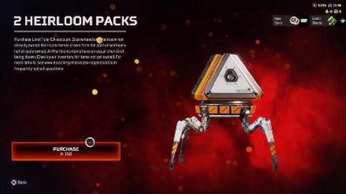 Apex Legends: Heirloom Packs all skins and price