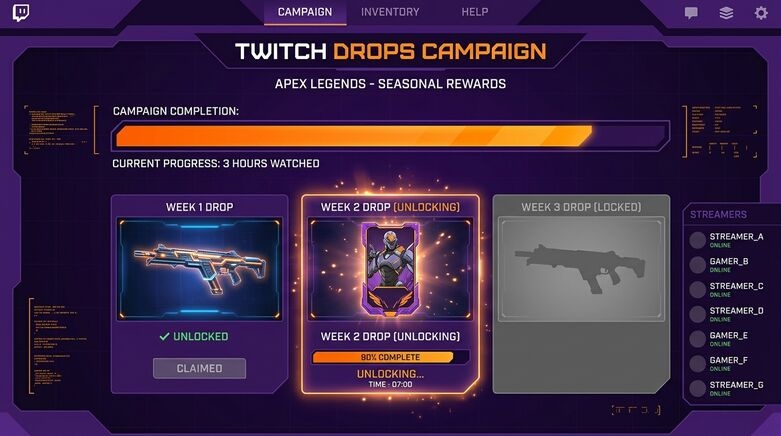 Apex Legends Twitch Drops free rewards June 2026 how to earn cosmetics watching streams
