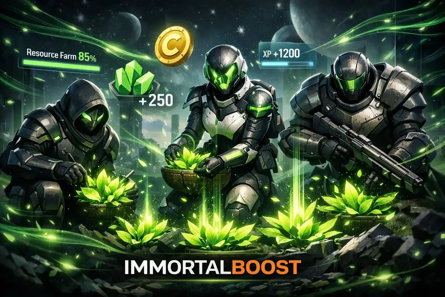 image showing a char collecting lumia leaves