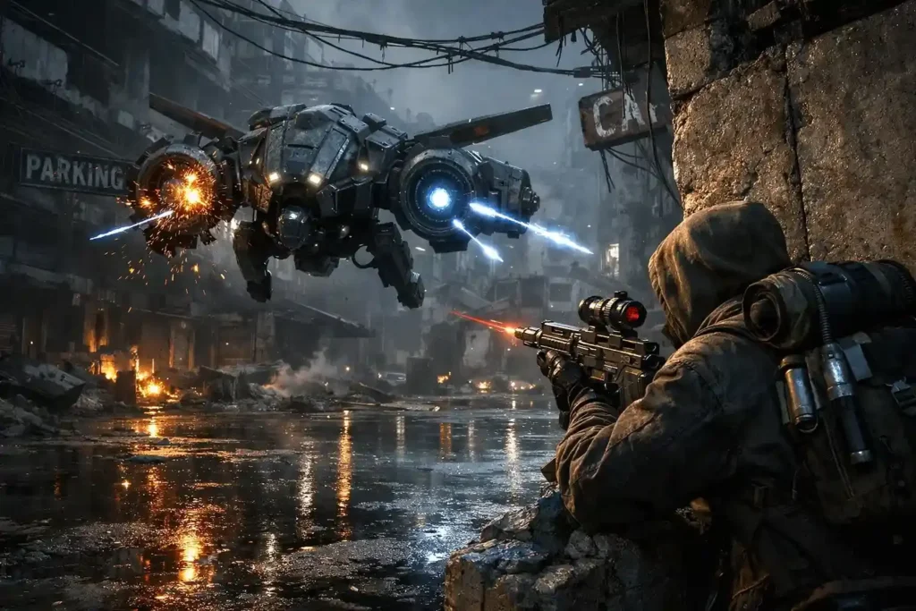 Arc Raiders enemy weak point infographic showing multiple enemy unit silhouettes with colored weak spots highlighted against a dark tactical background.