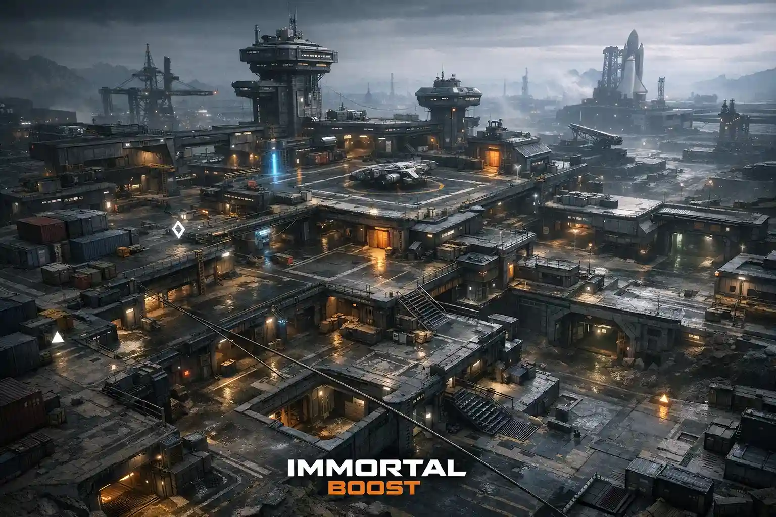 ARC Raiders Spaceport map showing buildings, loot areas, and key points of interest