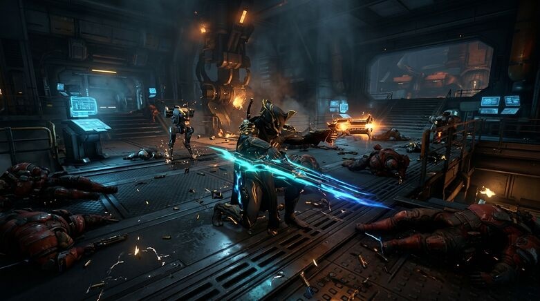 Tenno with glowing Incarnon weapons in Steel Path mission