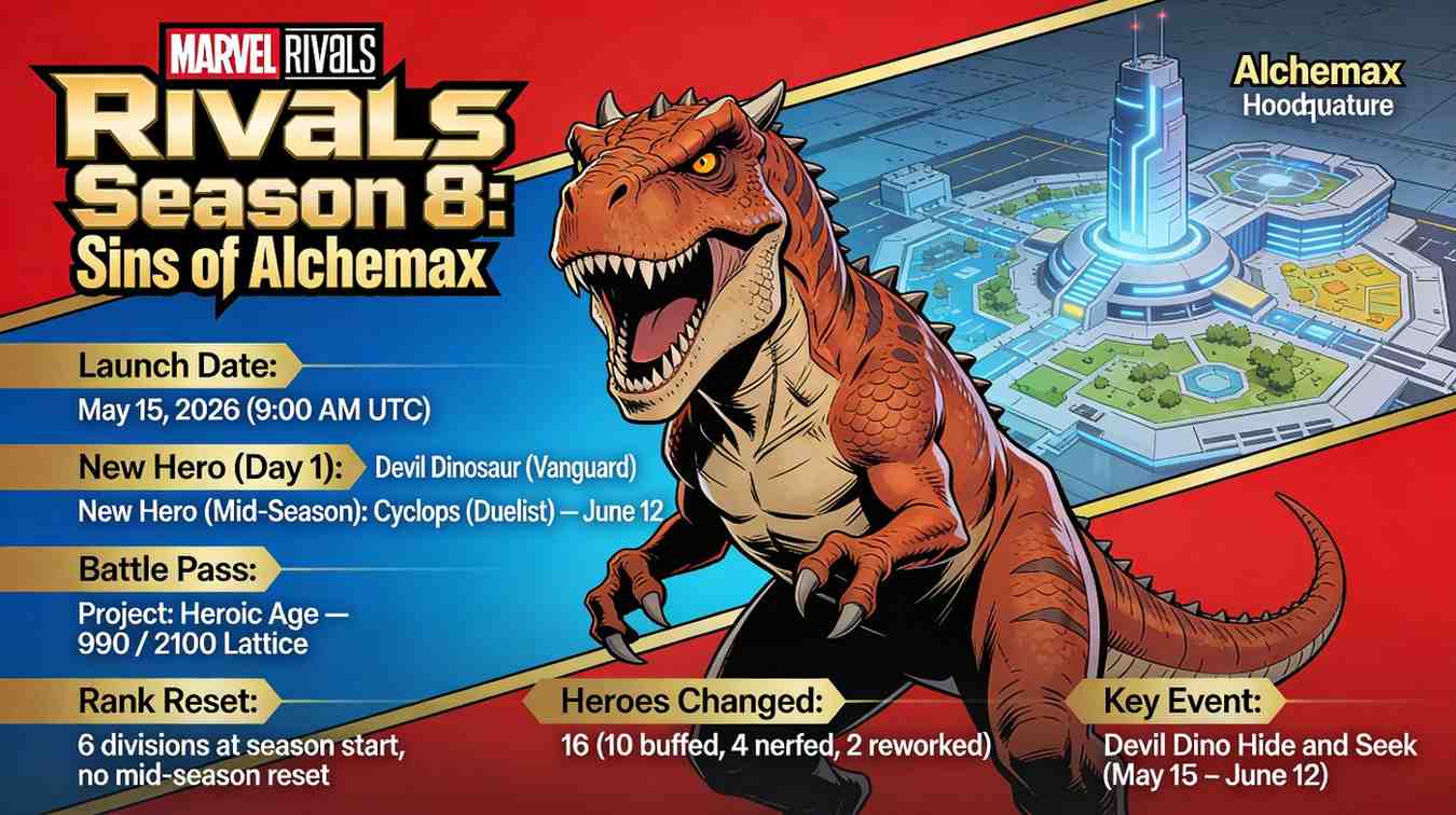 “Marvel Rivals Season 8 patch guide image featuring superhero combat, updated characters, and action-packed gameplay from the Season 8 update