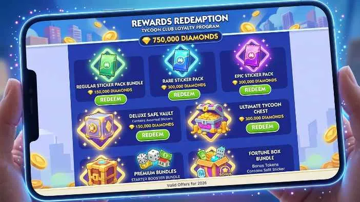 Monopoly GO Tycoon Club loyalty points diamonds rewards redemption 2026
