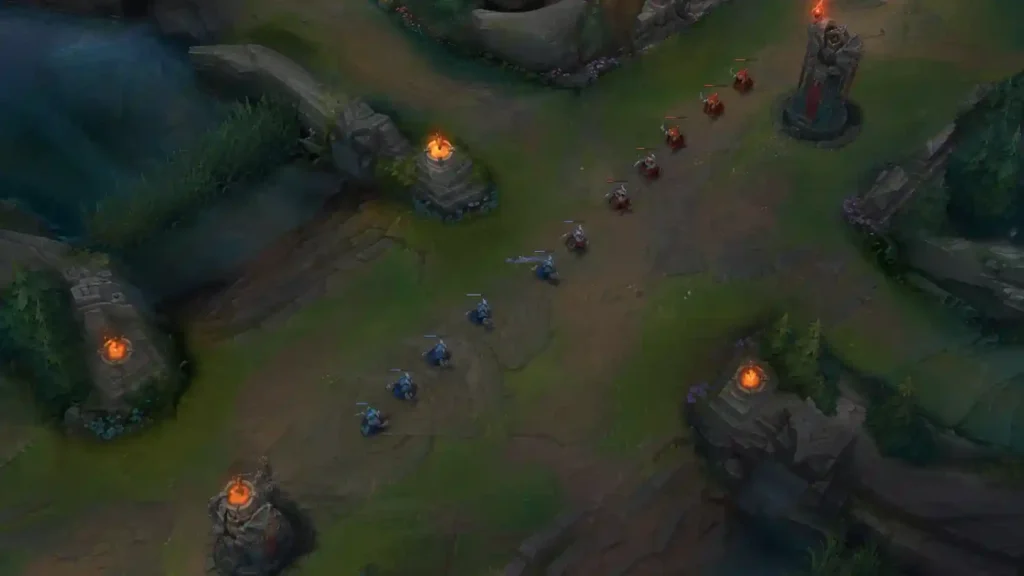 Overhead view of a Summoner's Rift style lane representing the standard Classic mode tier list