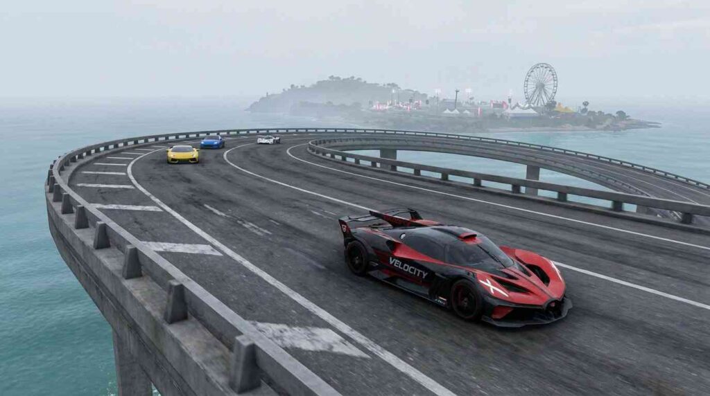 hypercar mid race coastal freeway