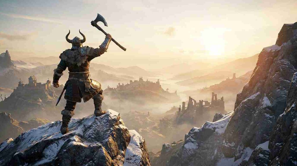 norse warrior on mountain top