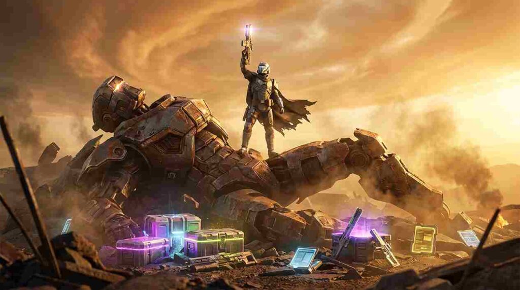soldier standing over colossus boss
