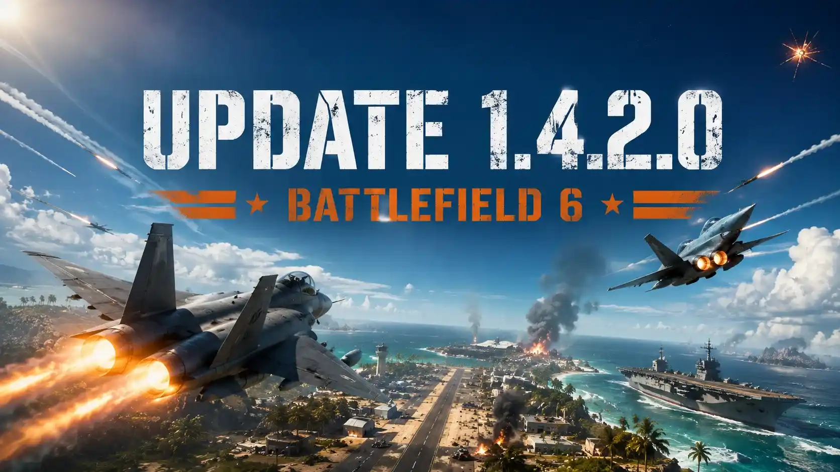 Battlefield 6 update 1.4.2.0 Wake Island return Top Gun event new jets patch notes