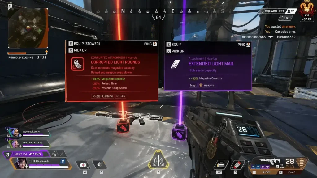 Futuristic Loot Comparison in Arena
