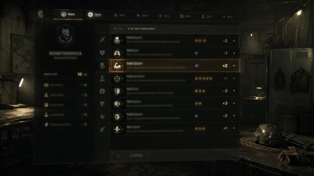 Tarkov Kord Breach modifier selection points system seasonal character creation