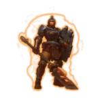 Corepunk Warmonger character in battle-ready stance, representing the Warmonger build and aggressive combat specialization in the game.