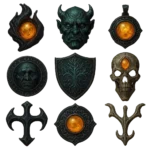 Elden Ring talismans providing unique powers and character enhancements.