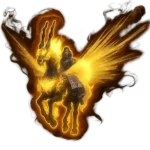 Legendary FFXIV mount with shimmering mane and majestic unicorn-like appearance