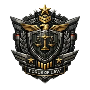 Helldivers 2 Force of Law Warbond promotional graphic showing Law Enforcement-themed gear icons including assault rifle, stun grenade, tactical armor and stratagems from the premium Warbond content pack