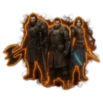 Game of Thrones Kingsroad Hourly Driving featuring three characters wielding axes, representing timed combat missions and in-game progression activities.