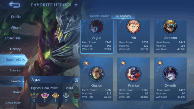 38-LVL62-Heroes134-SkinsJUJUTSU-YINBATTLEFIELDARGUS