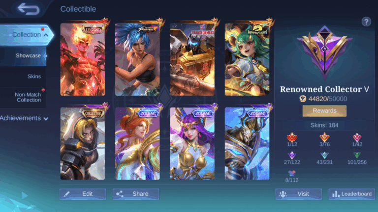 46 LVL+90 Heroes+184 Skins