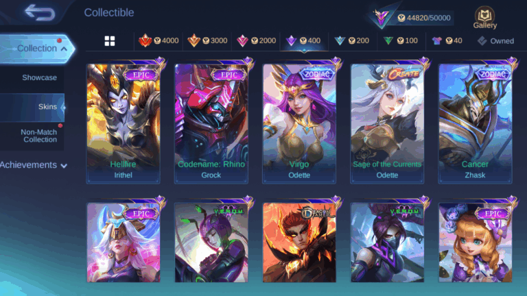 46 LVL+90 Heroes+184 Skins