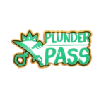 The Plunder Pass logo featuring a pirate emblem surrounded by gold coins and seasonal rewards.