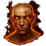 The Ashen Curse logo featuring a molten skull glowing with fiery cracks and ember-like light.