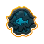 A fisherman proudly displaying his catch beside The Hunter’s Call outpost on the sea.